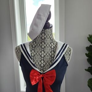 Halloween Costume Dress Sailor Girl Knee Length Nautical Accents Modest